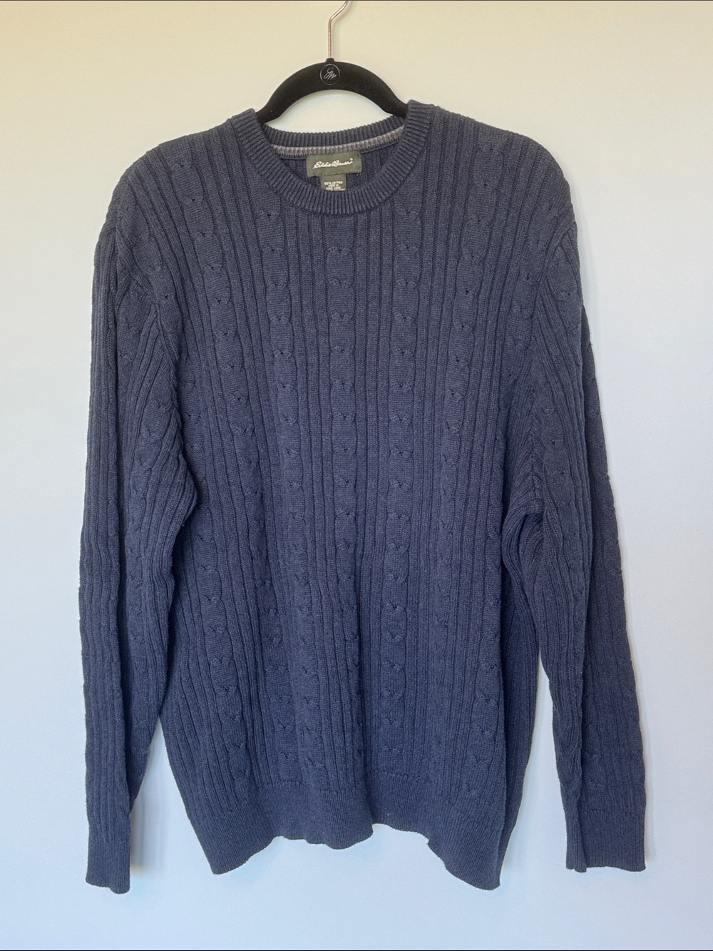 Eddie Bauer Navy Cable Knit Crewneck Sweater